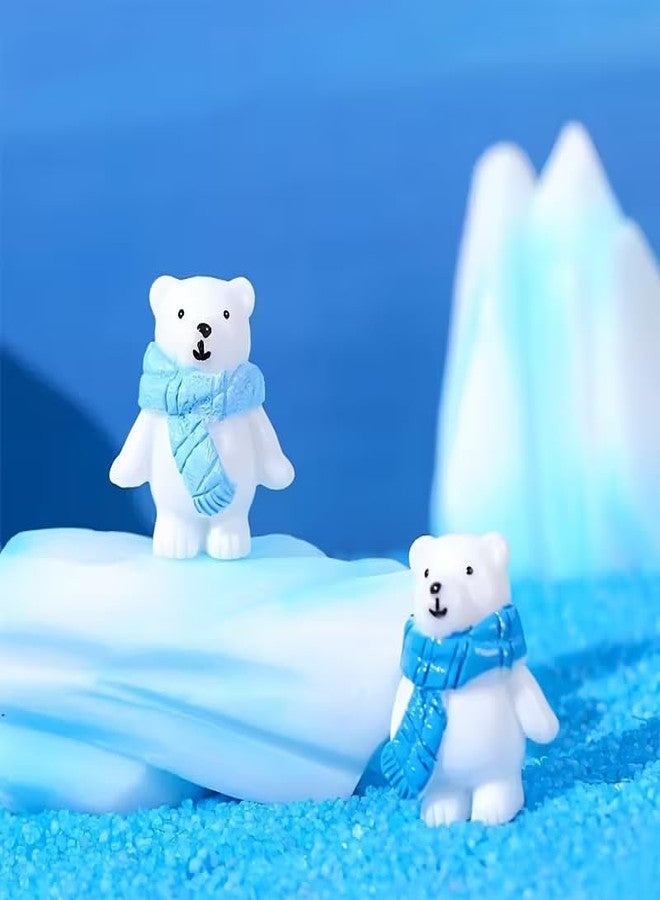 VAYINATO 4pcs Polar Bear Figurines with Iceberg Scarves - Resin Bear Home Decor for Garden, Plants, Aquarium, Home, Car - DIY Miniature Crafts, Gifts for Christmas, Halloween, Easter, Thanksgiving - Image 4